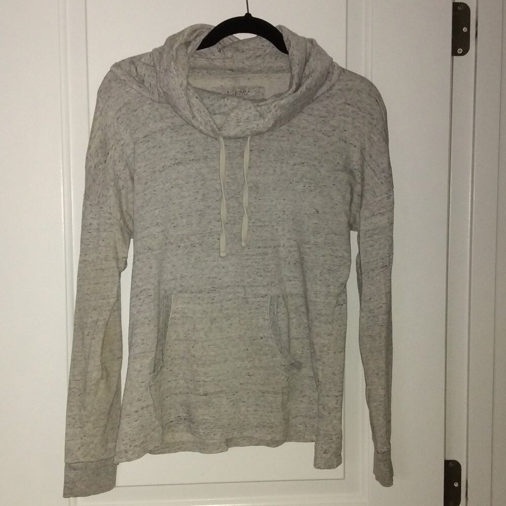 Sonoma Gray Cowl Neck Sweatshirt With Pockets Size S